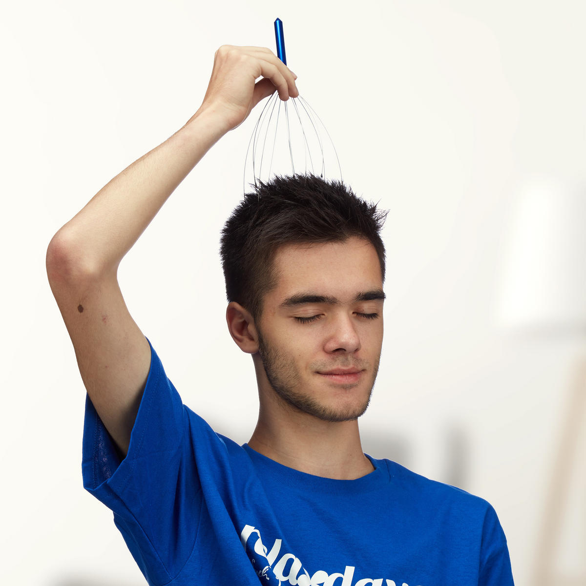 KOPFMASSAGEGERÄT - Blau, Metall (9/9/25.5cm) - Relaxdays