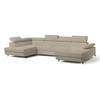WOHNLANDSCHAFT RUBANO L-S Beige Boucle-Stoff mit Schlaffunktion - Beige, Holz (339/89/190cm) - MASSENO