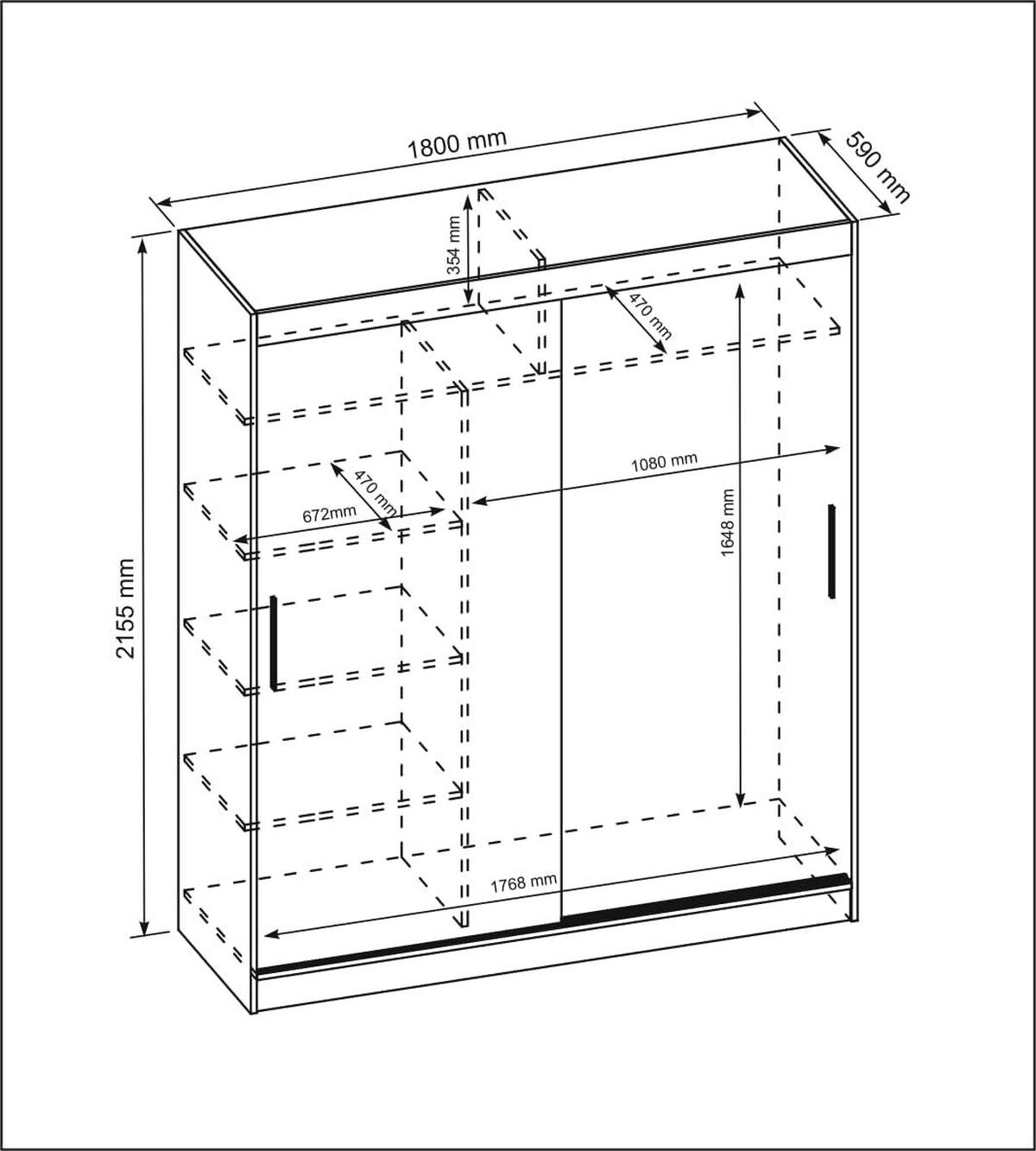 SCHIEBETÜRENSCHRANK 180 Sonoma oak 180x59x215,5 cm - Sonoma Eiche, Holzwerkstoff (180/215.5/59cm) - Mobelsta