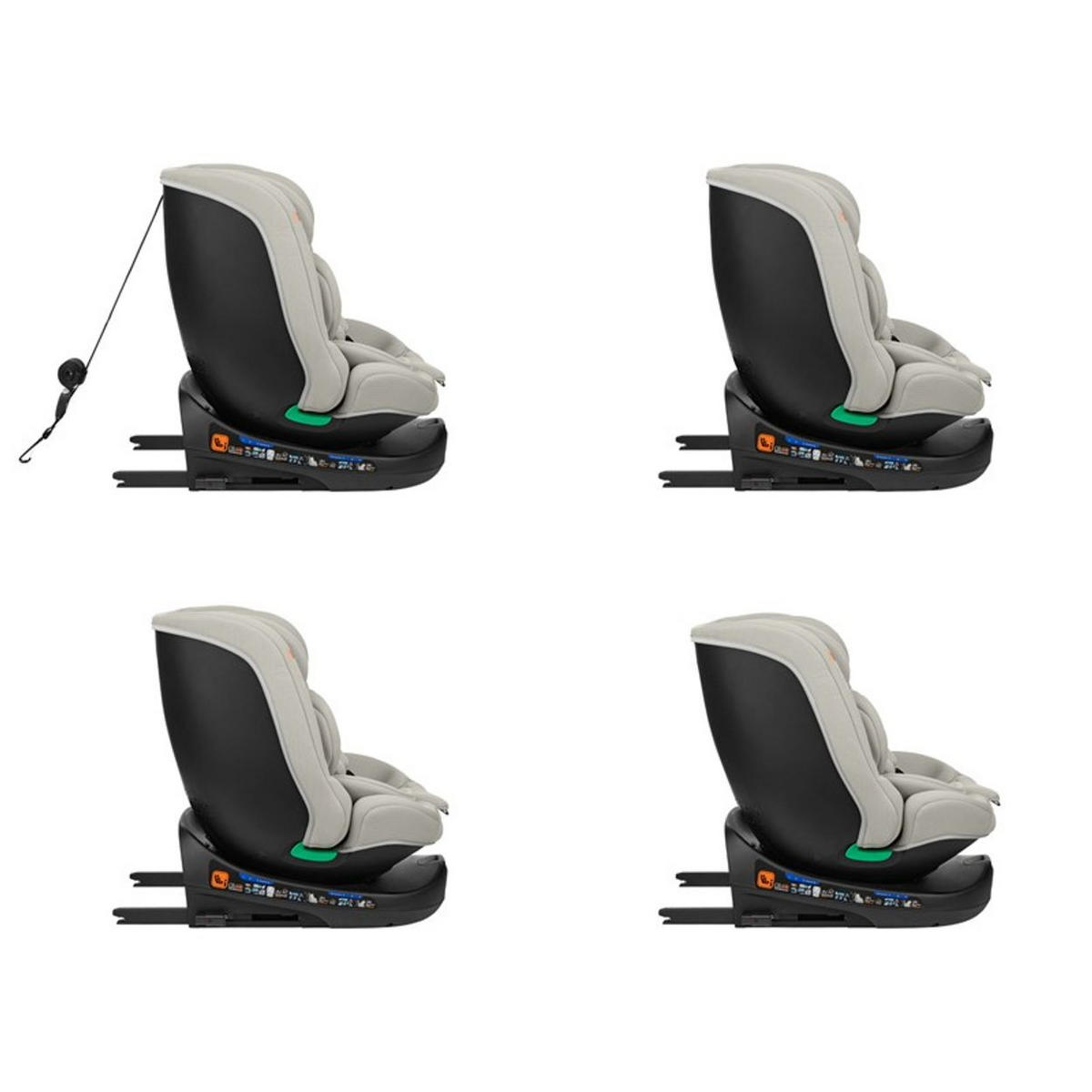 KINDERSITZ i-Round i-Size hellgrau (40-150cm) Isofix, 360-Grad-Drehung, Gurt - Hellgrau, Textil (45/60/51cm) - Kikka boo