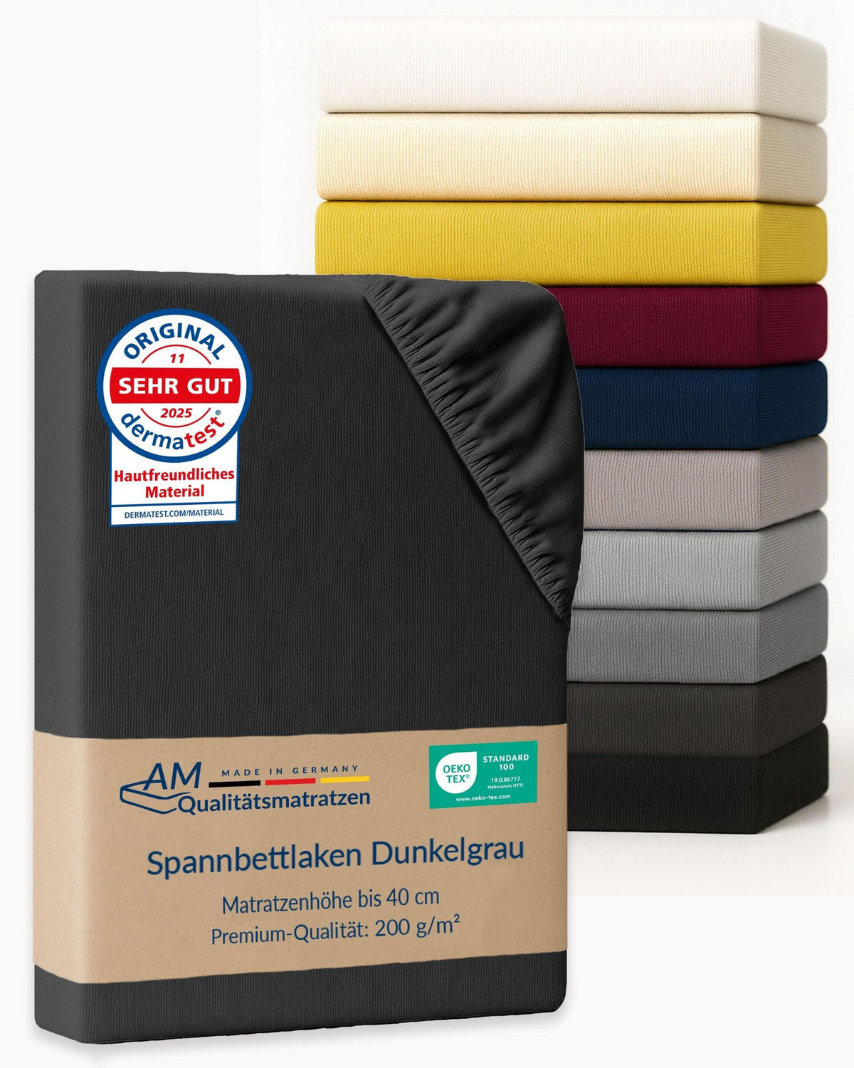 SPANNBETTLAKEN BOXSPRING 140/200/33 cm Dunkelgrau - Dunkelgrau, Textil (140/200cm) - AM Qualitätsmatratzen