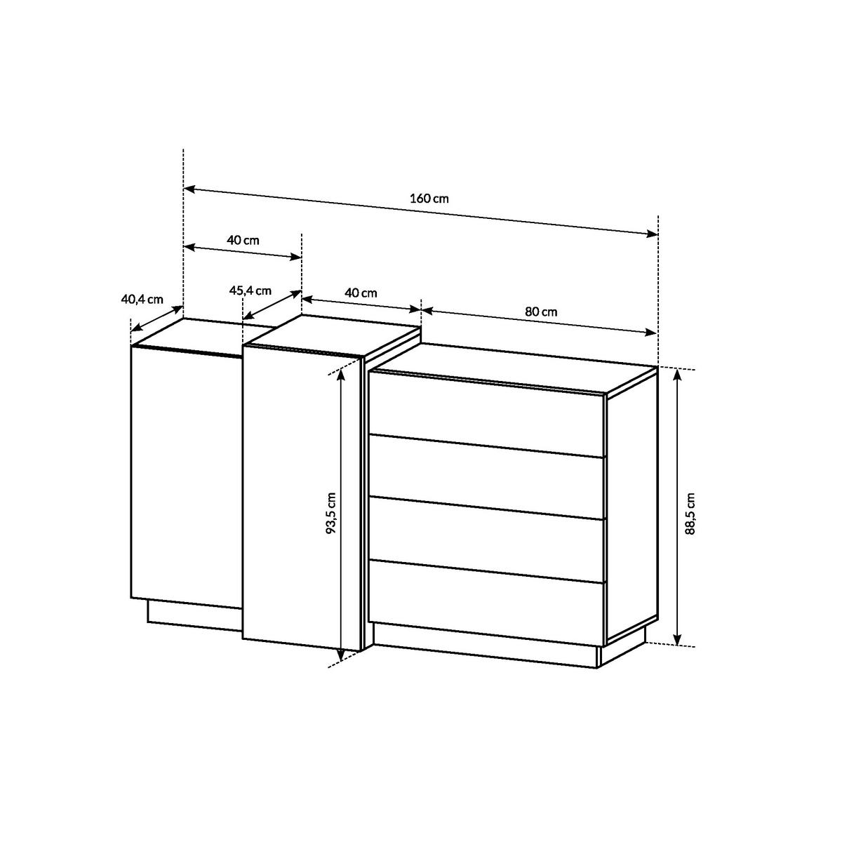 SIDEBOARD ETNE KOM2 ABS-Kante Eiche Weiß - Weiß, Glas/Holzwerkstoff (160/94/45cm) - Komodee