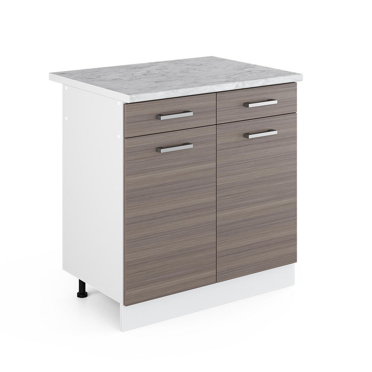 UNTERSCHRANK R-Line Grau 80 cm mit Schubladen und Türen mit Arbeitsplatte - Weiß/Grau, Holzwerkstoff (80/81.6/60cm) - Vicco
