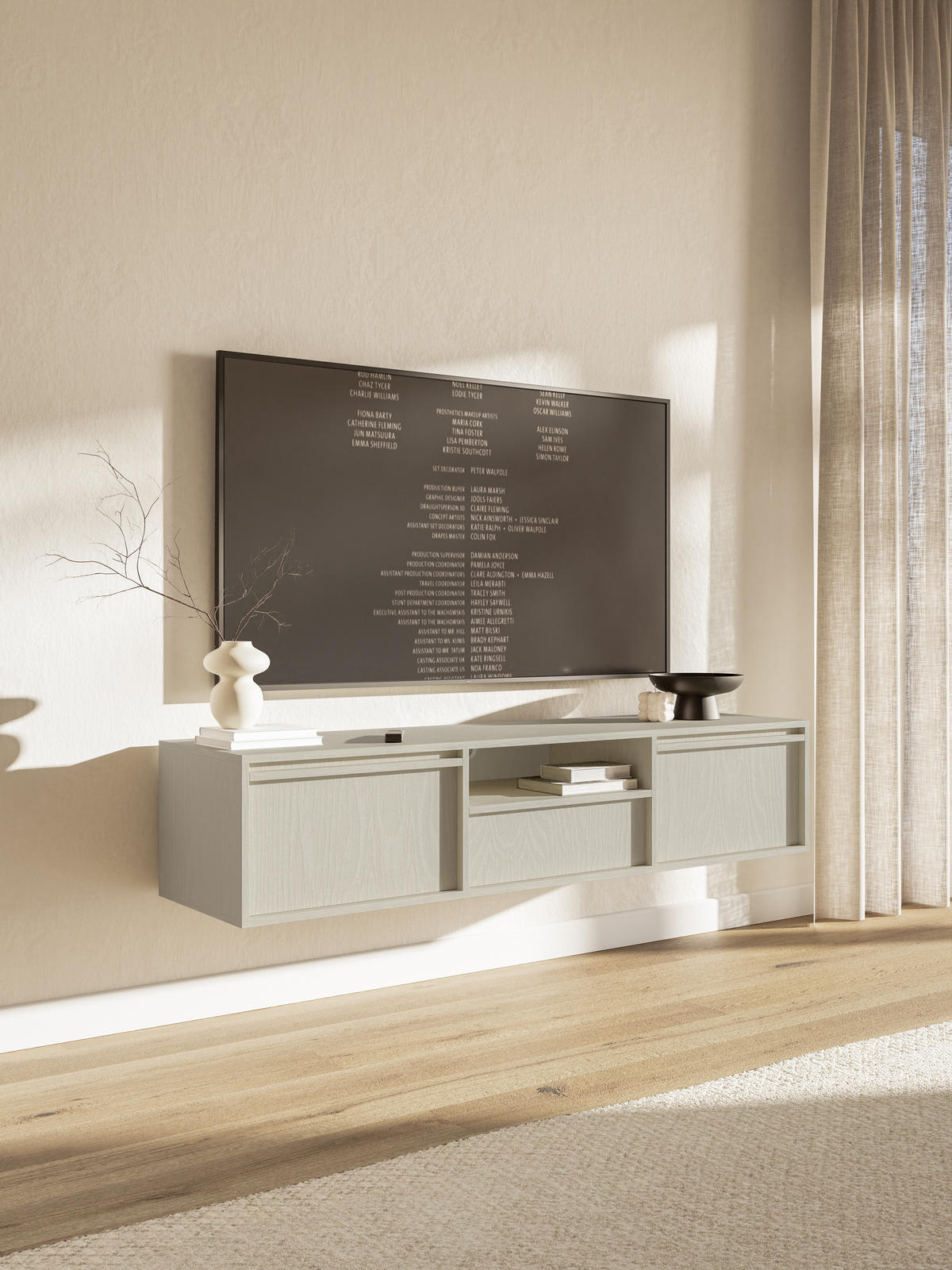 TV-HÄNGEBOARD Evo Hellbeige 154 cm - Beige, Holzwerkstoff (154/32.4/39cm) - Selsey