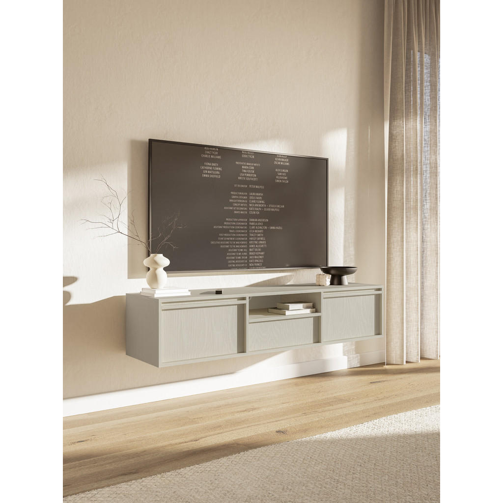Thumbnail - Selsey Tv-Hängeboard, Beige, Holzwerkstoff, 1 Schubladen, 154x32.4x39 cm, Wohnzimmer, Wohnwände, Lowboards, Lowboards st...
