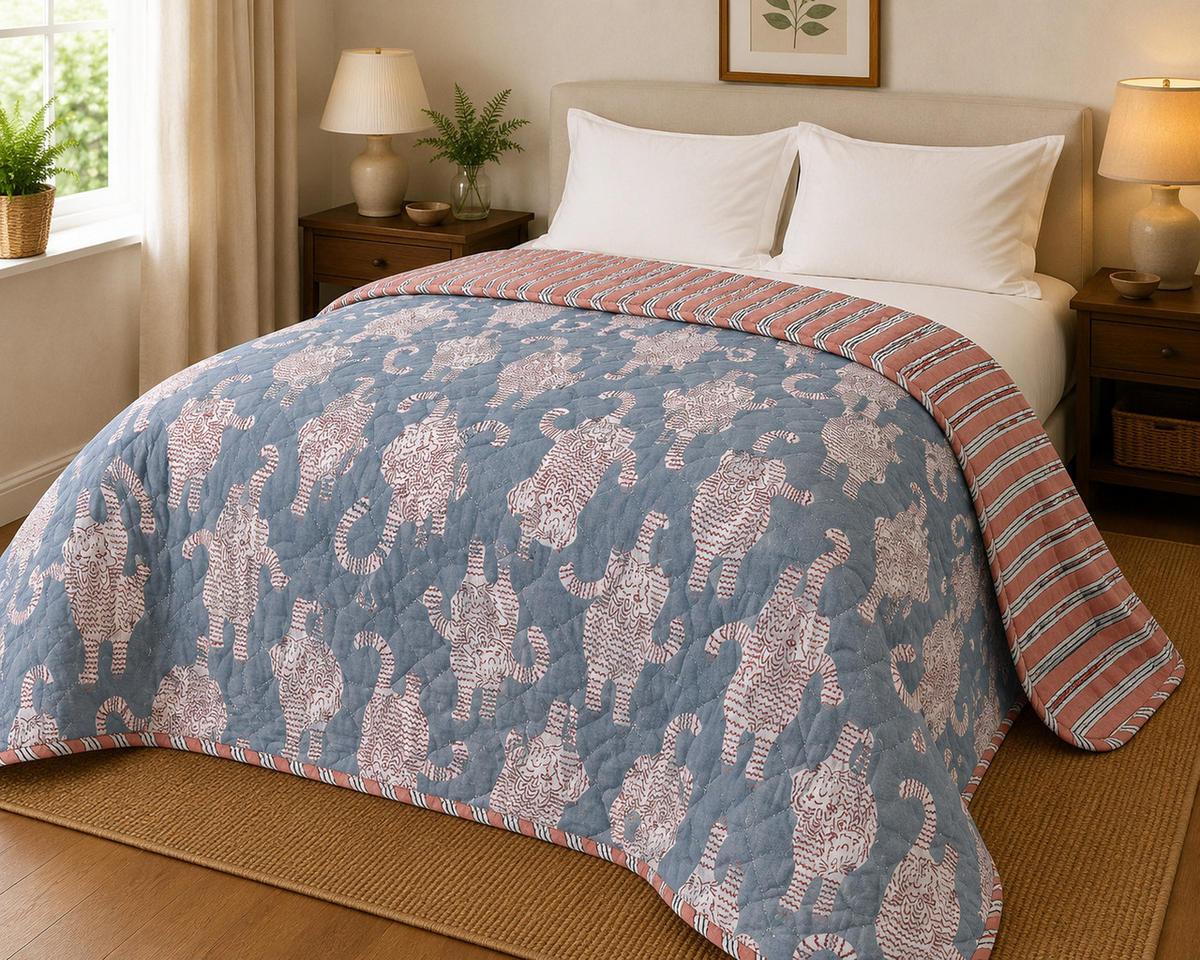 WOHNDECKE Baumwolle 140x220 cm Quilt-Optik – Gesteppt, Weich & Modern - Multicolor, Naturmaterialien (140/220cm) - AU Maison