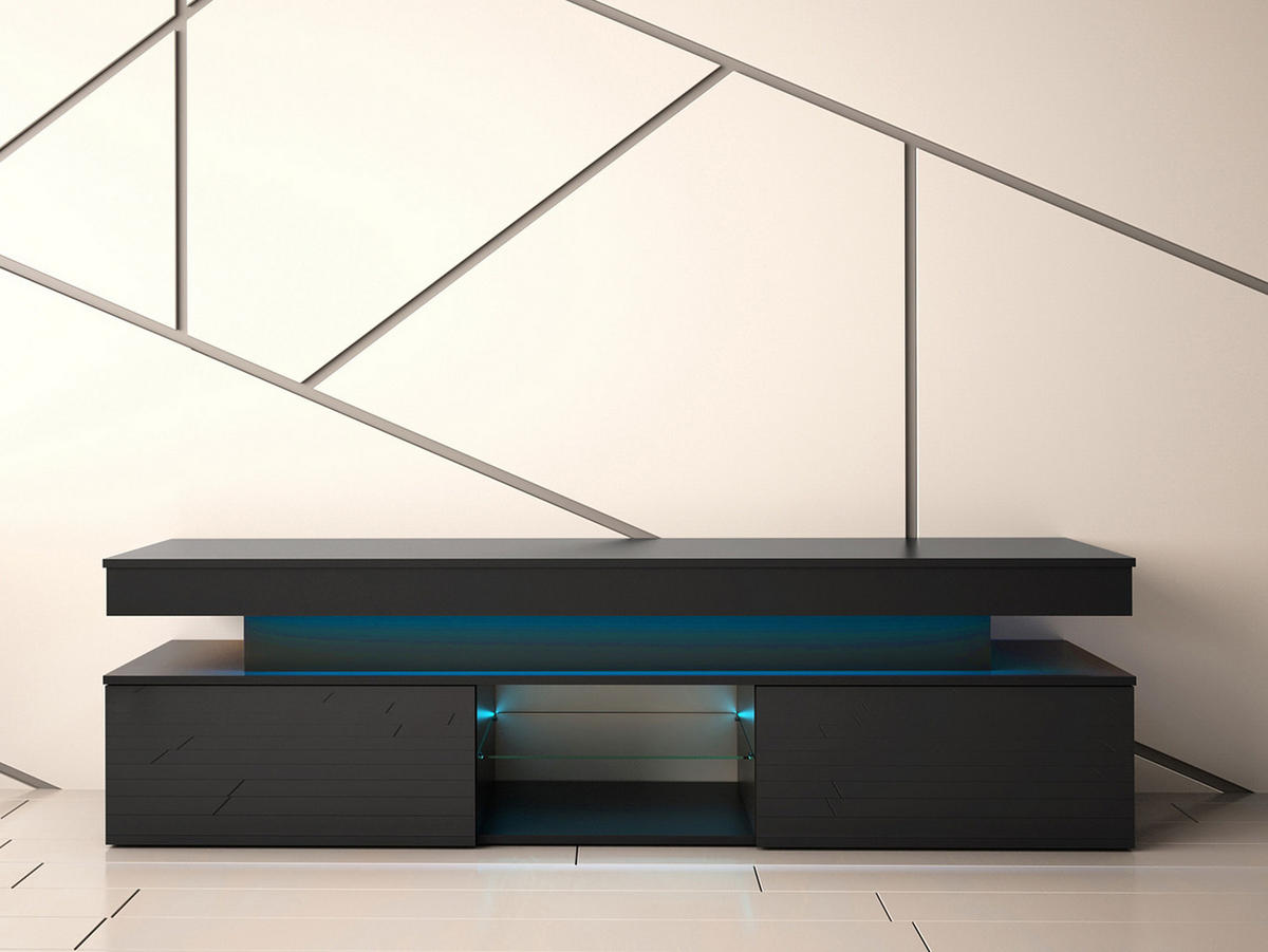 TV-LOWBOARD Glossa 2D 190 - Schwarz, Holzwerkstoff/Kunststoff (190/54/39cm) - MIRJAN24