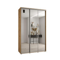 SCHWEBETÜRENSCHRANK 235,2/160/60 3-türig - Silberfarben/Eiche Artisan, Holz/Metall (160/235/60cm) - Abiks Möbel