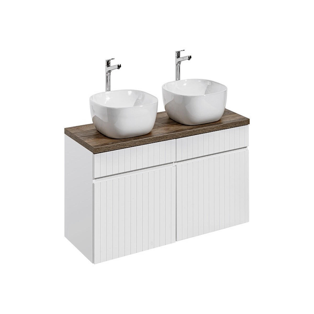 WASCHTISCHKOMBI 160 cm 5Teile - Iconic White I BM239 in Weiß/Santa Fe Vintage - Eiche Wotan/Weiß, Holz (160/46/46cm)