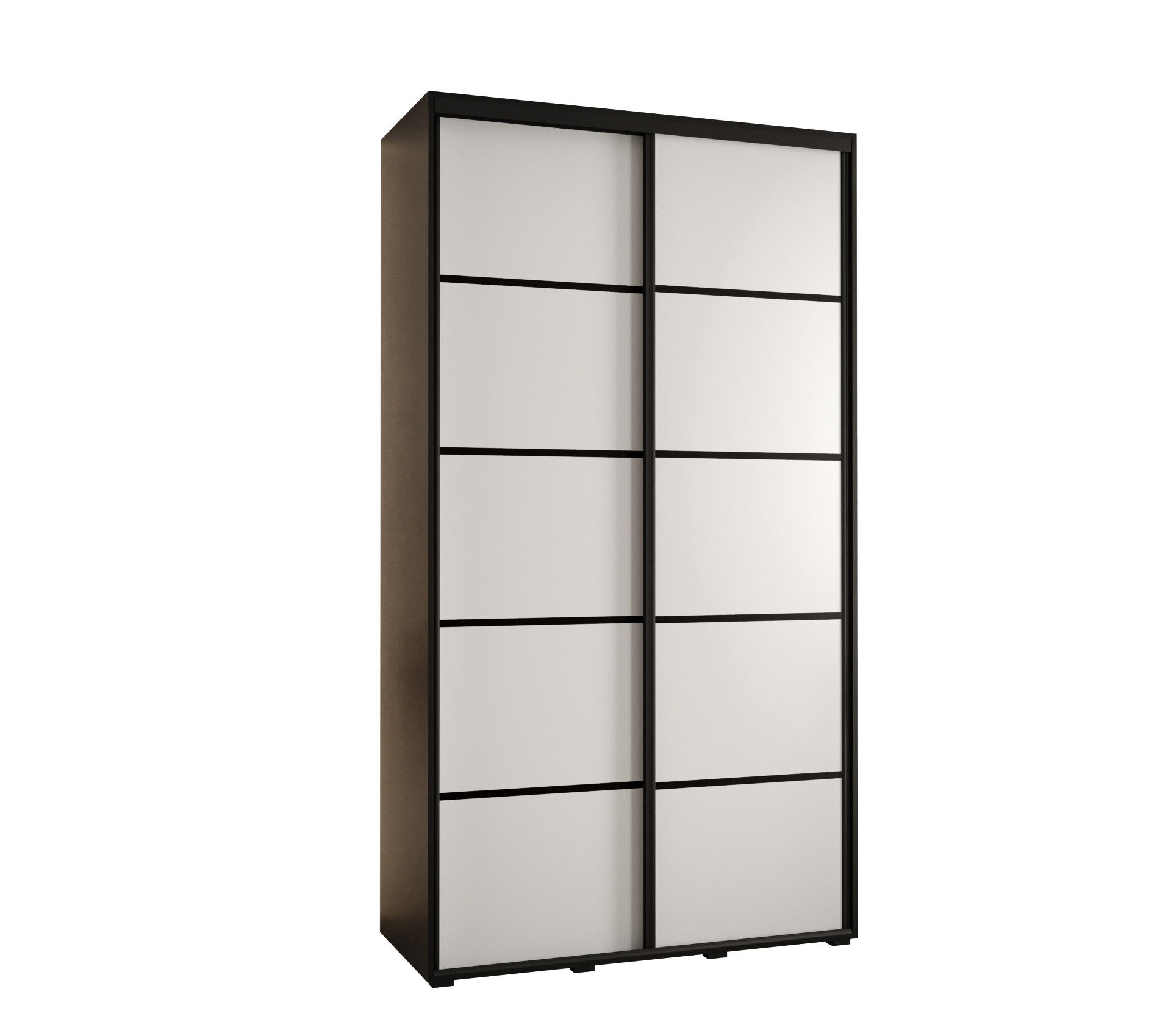 Abiks Möbel Schwebetürenschrank Schwarz, Weiß, Schwarz 130x235x45 cm