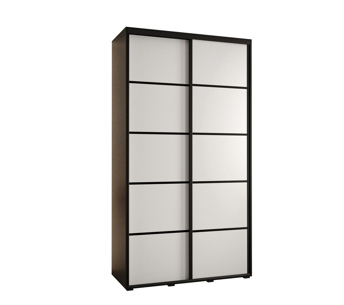 SCHWEBETÜRENSCHRANK 235,2/130/45 2-türig - Schwarz/Weiß, Holz/Metall (130/235/45cm) - Abiks Möbel