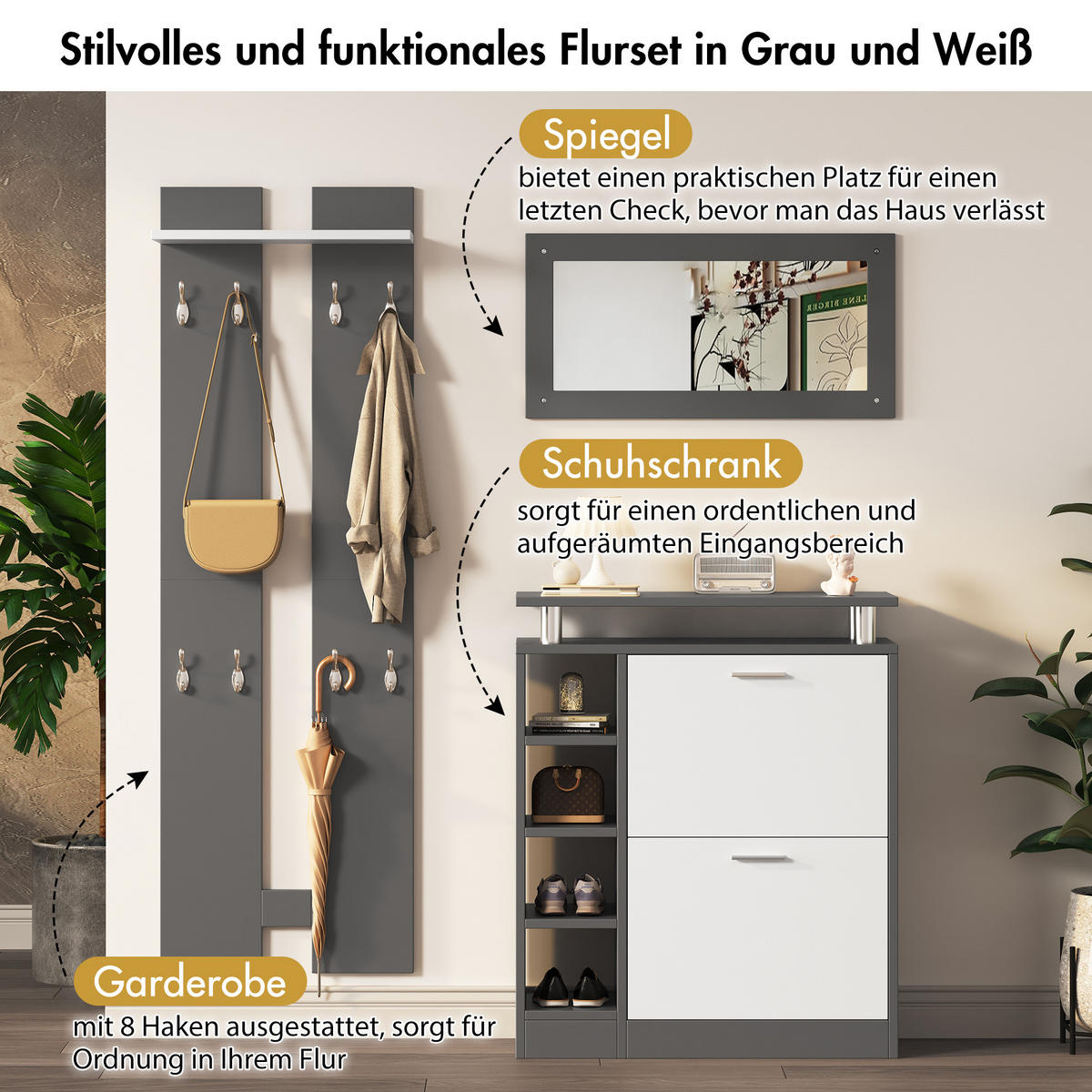SCHUHSCHRANK in Weiß Schuhkommode mit Stauraum,B80/T25 /H96.5cm - Weiß, Holzwerkstoff (80/96.5/25cm) - STILVORA