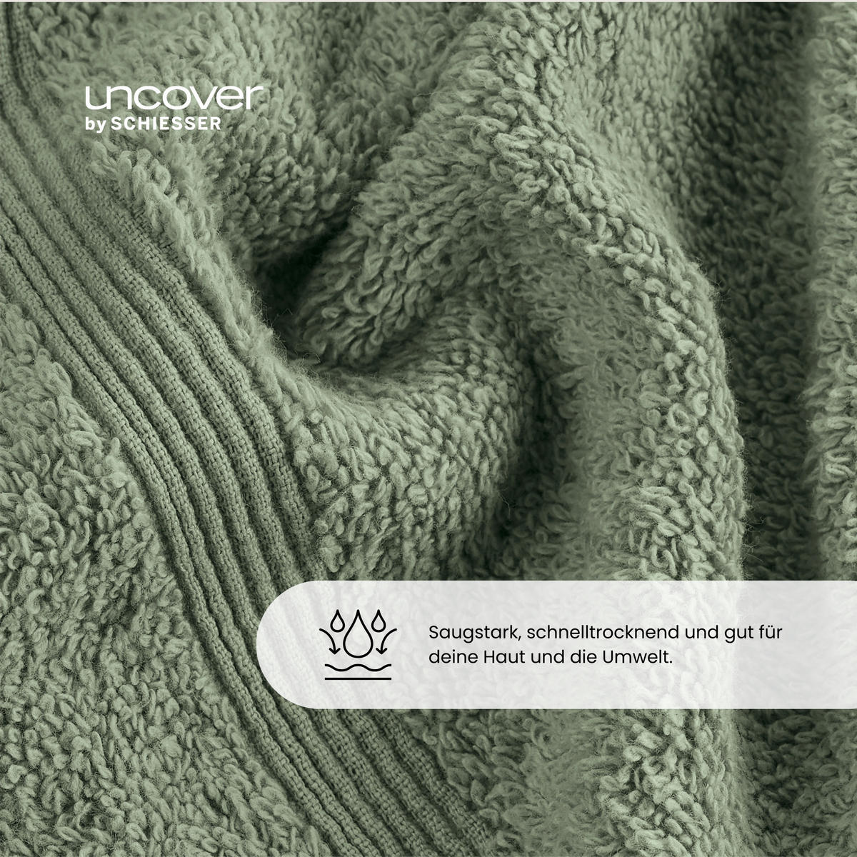 HANDTUCHSET Brooklyn - 4-teilig - 50x100cm - Grün - Grün, Textil (50/100cm) - Uncover by Schiesser