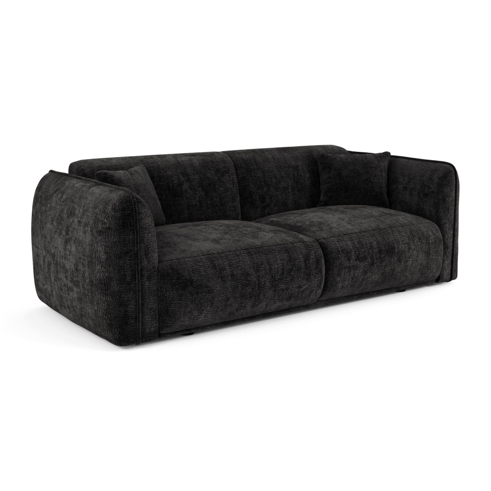 SOFA LUSH Gemusterter Samt Schwarz 205cm - Schwarz, Textil (205/72.5/90cm) - Premium Interiors