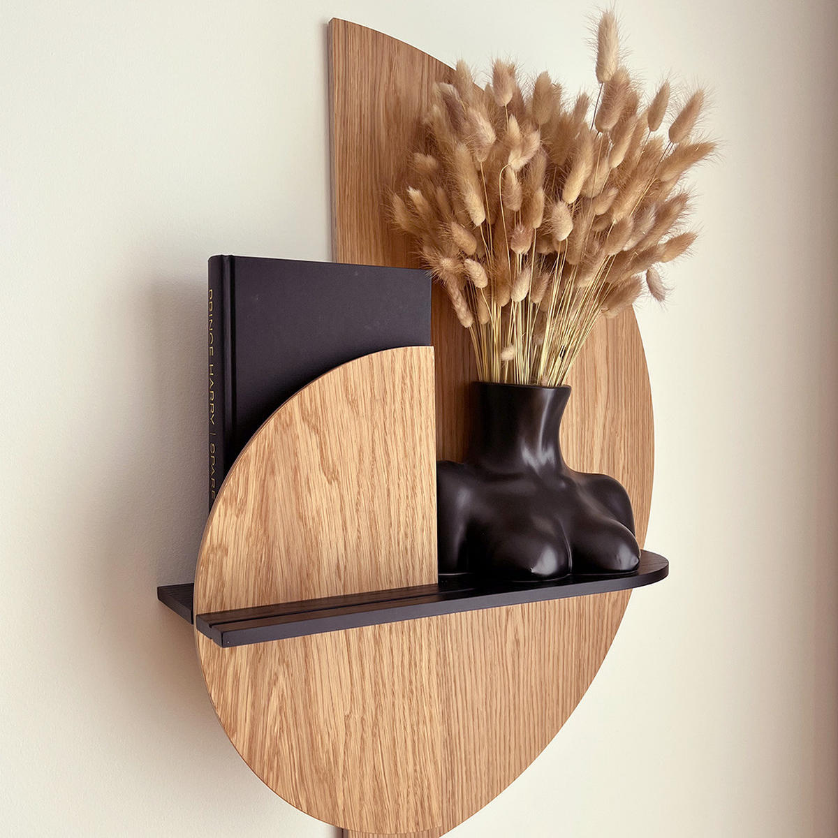 REGAL Alba Halbkreis - Eichefarben/Schwarz, Holz (60/72/17cm) - Woodendot