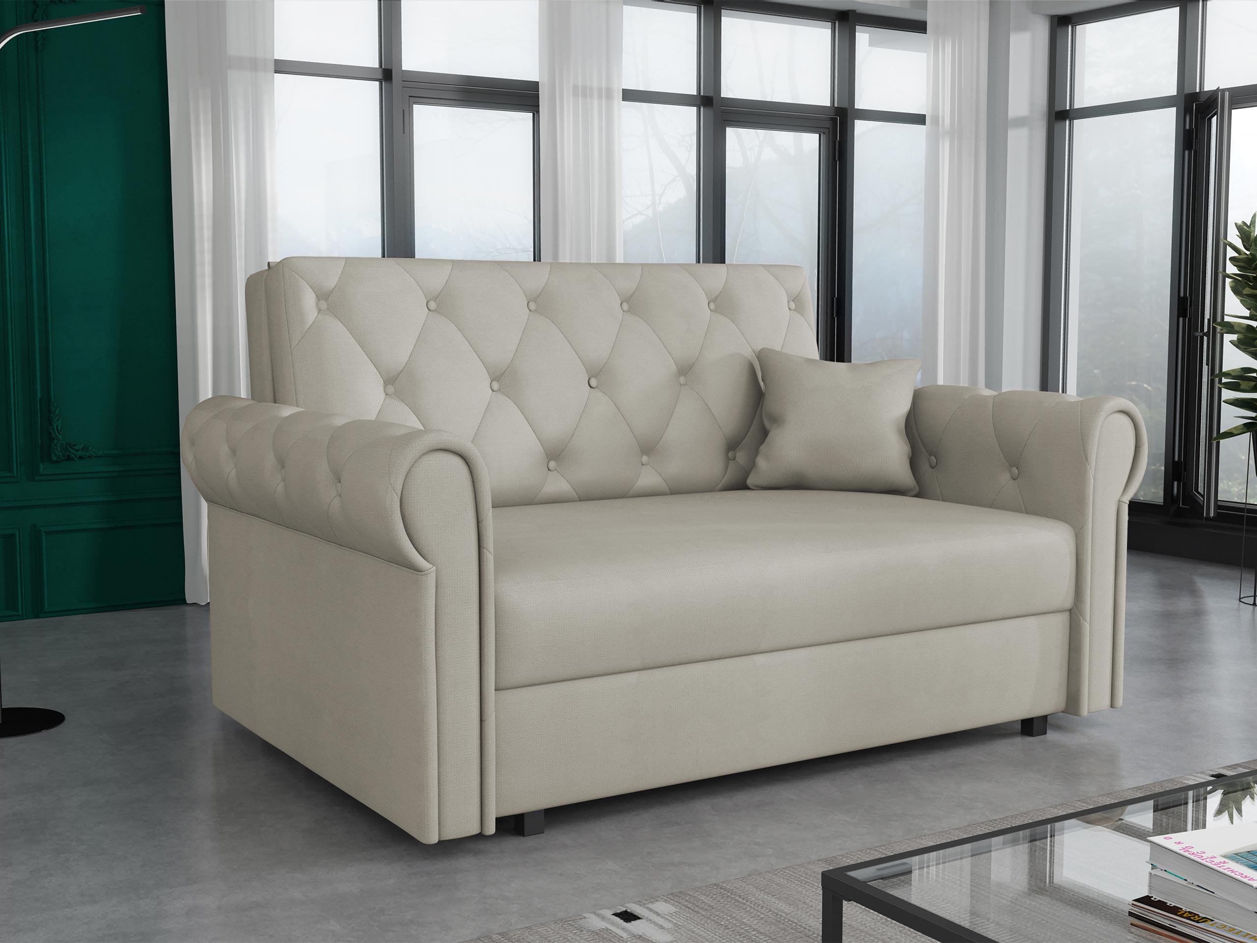 SCHLAFSOFA Viva Roma II - Beige/Schwarz, Holz/Textil (148/85/98cm) - MIRJAN24