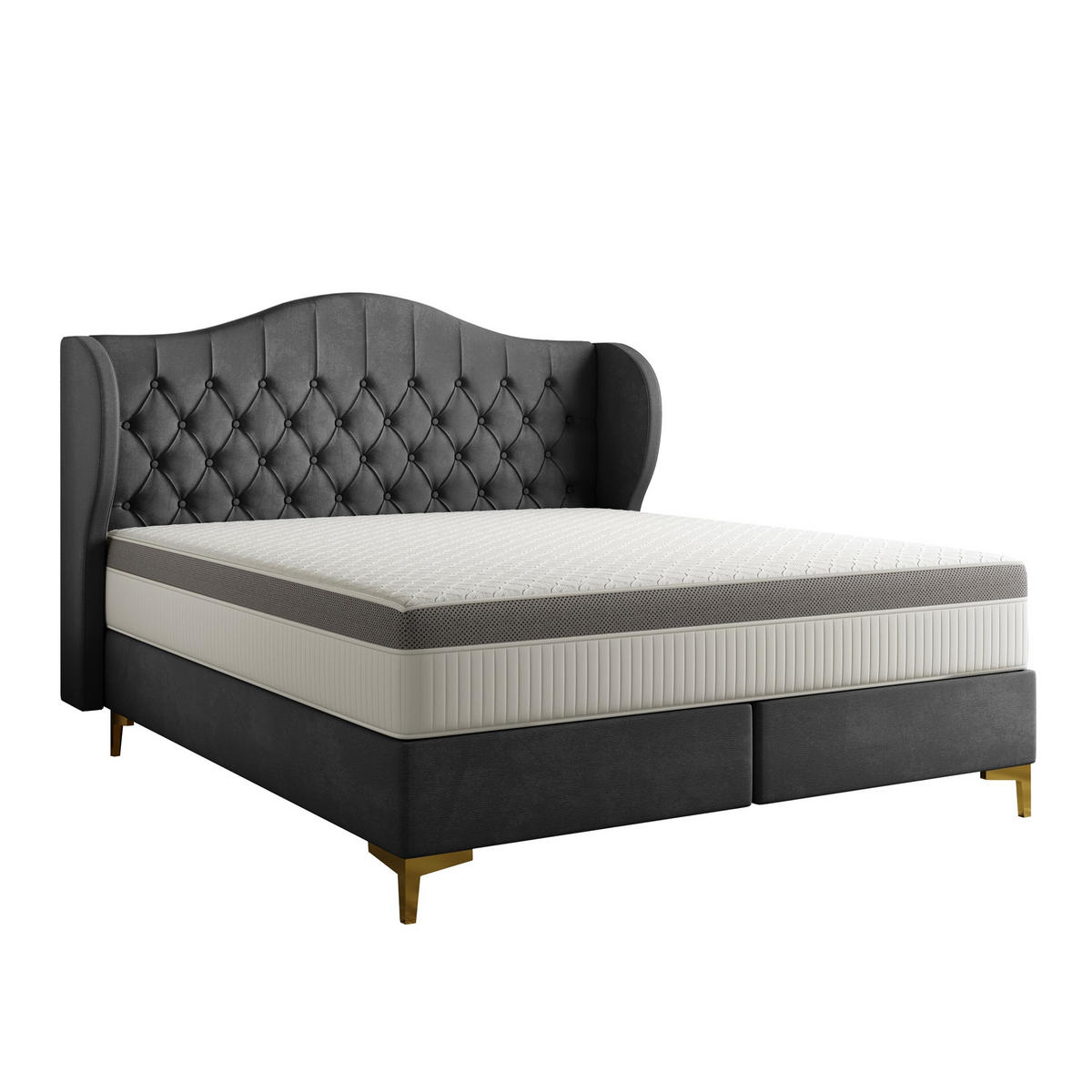 POLSTERBETT Pelagio In Whisper - Graphitfarben, Holzwerkstoff/Textil (160/200cm) - Fun Möbel