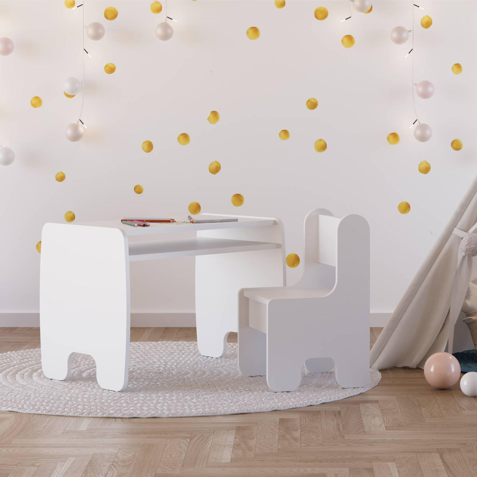 KINDERSITZGRUPPE Miki - Weiß, Holzwerkstoff (70/55/40cm) - RAUMHIRSCH FURNITURE