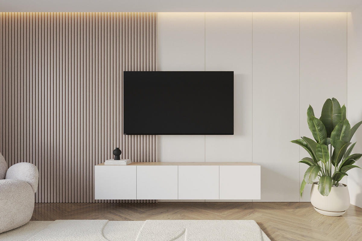 LOWBOARD ELIO-W 2x100x40x41 cm - Artisan / Weiß - Eiche Artisan, Holzwerkstoff (200/40/41cm) - ALTDECOR