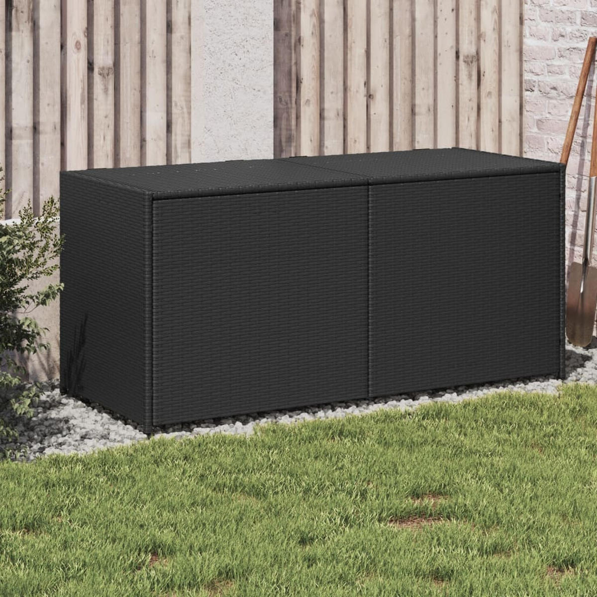 GARTENTRUHE Schwarz 283L Poly Rattan - Schwarz, Kunststoff (120/102/50cm) - furnicato