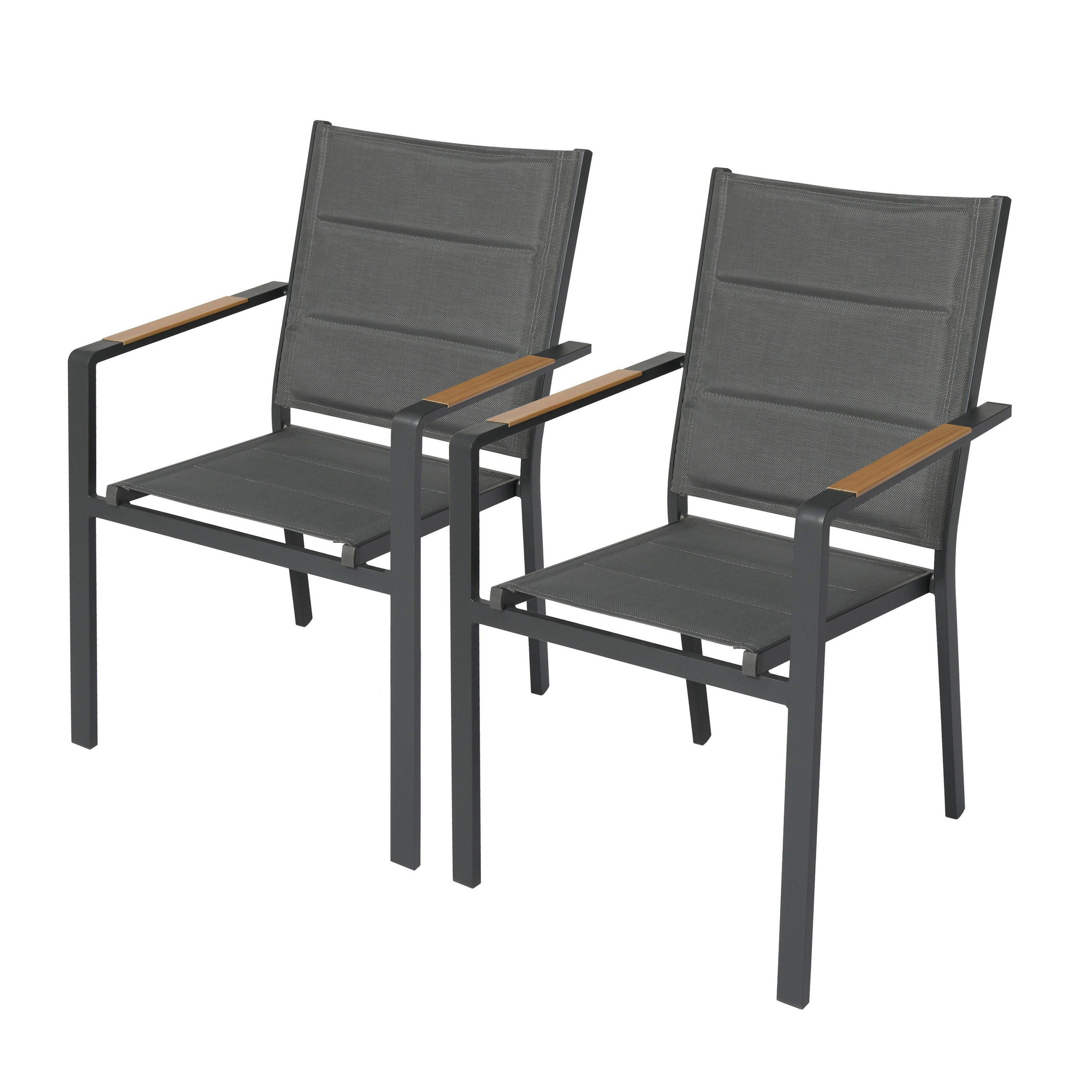 GARTENSTUHL 2-tlg., Grau - Grau, Textil (56/90/55.5cm) - Oviala
