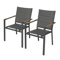 GARTENSTUHL 2-tlg., Grau - Grau, Textil (56/90/55.5cm) - Oviala
