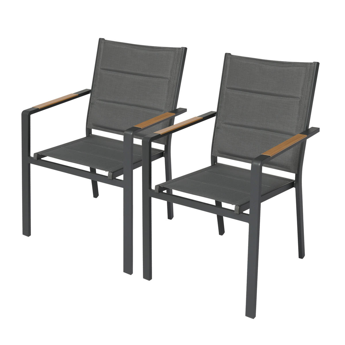 GARTENSTUHL 2-tlg., Grau - Grau, Textil (56/90/55.5cm) - Oviala