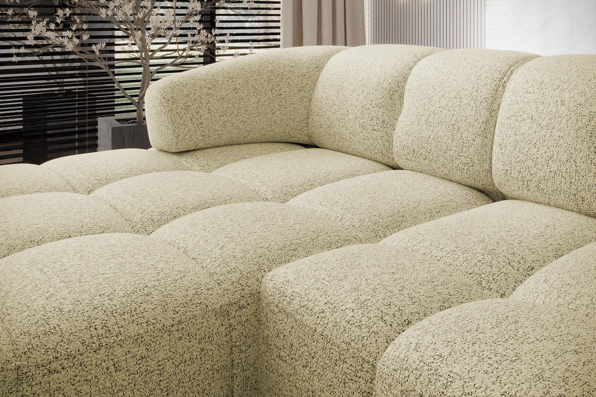 ECKSOFA WESPER S - Eckcouch Mit Elektrischer Sitzverstellung, L-förmig, Freistehend, Relaxfunktion, 183x284x79cm Linke, Sand - Sandfarben, Holz/Textil (113/284cm) - DomoHome