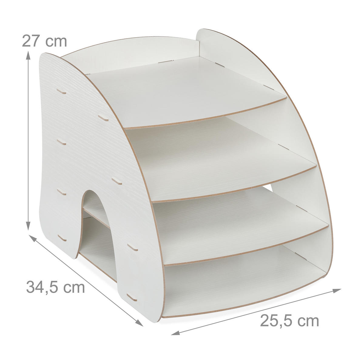 DOKUMENTENABLAGE - Weiß, Holzwerkstoff (25.5/27/34.5cm) - Relaxdays