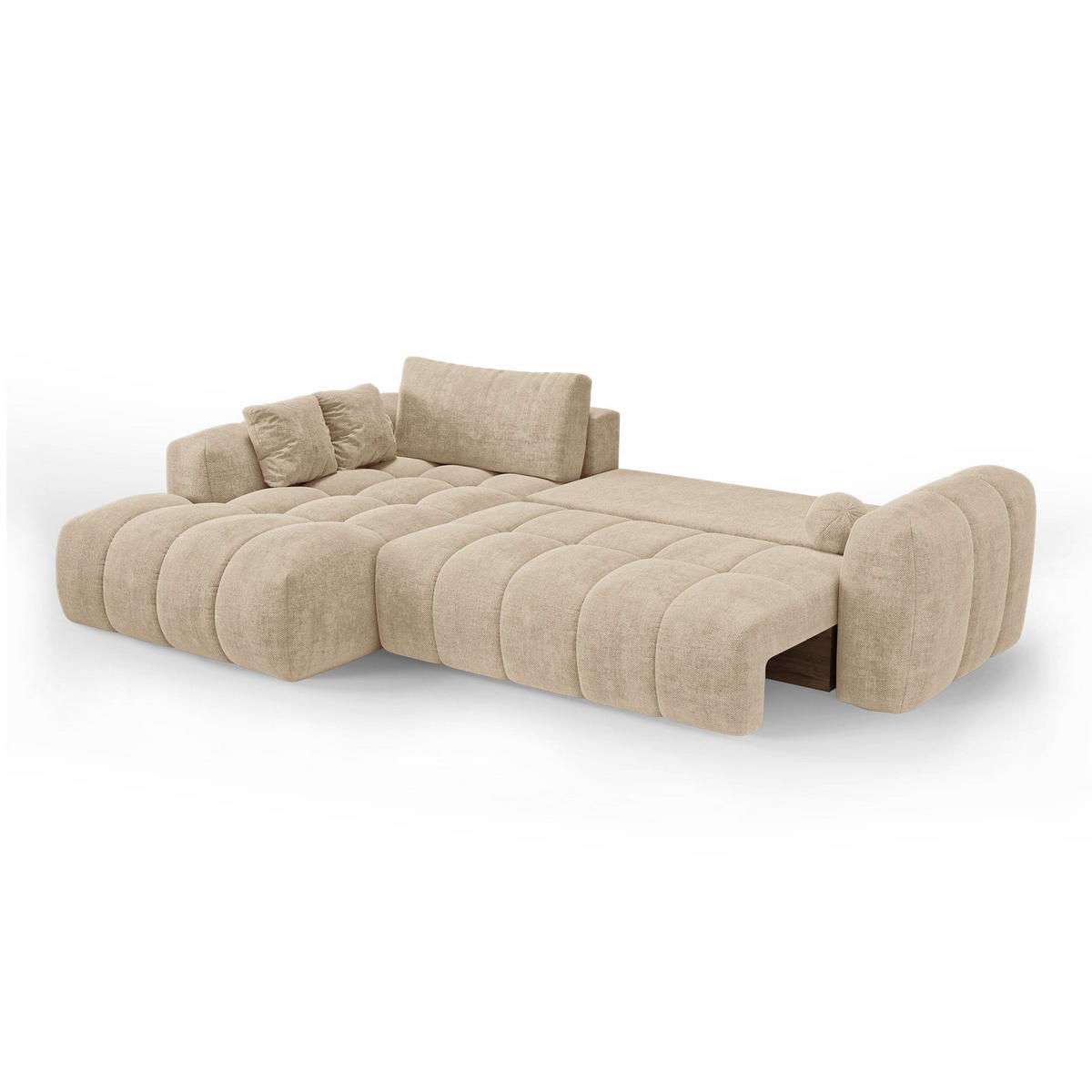 LINKSECK-SCHLAFSOFA mit Stauraum SKY Köpergewebe Beige 310cm - Beige, Textil (310/180cm) - Premium Interiors