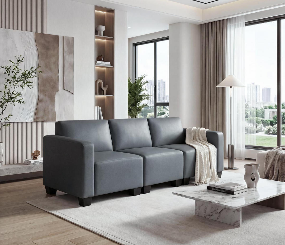 3-SITZER SOFA Grau - Dunkelgrau/Grau, Textil (193/76/72cm) - MCW