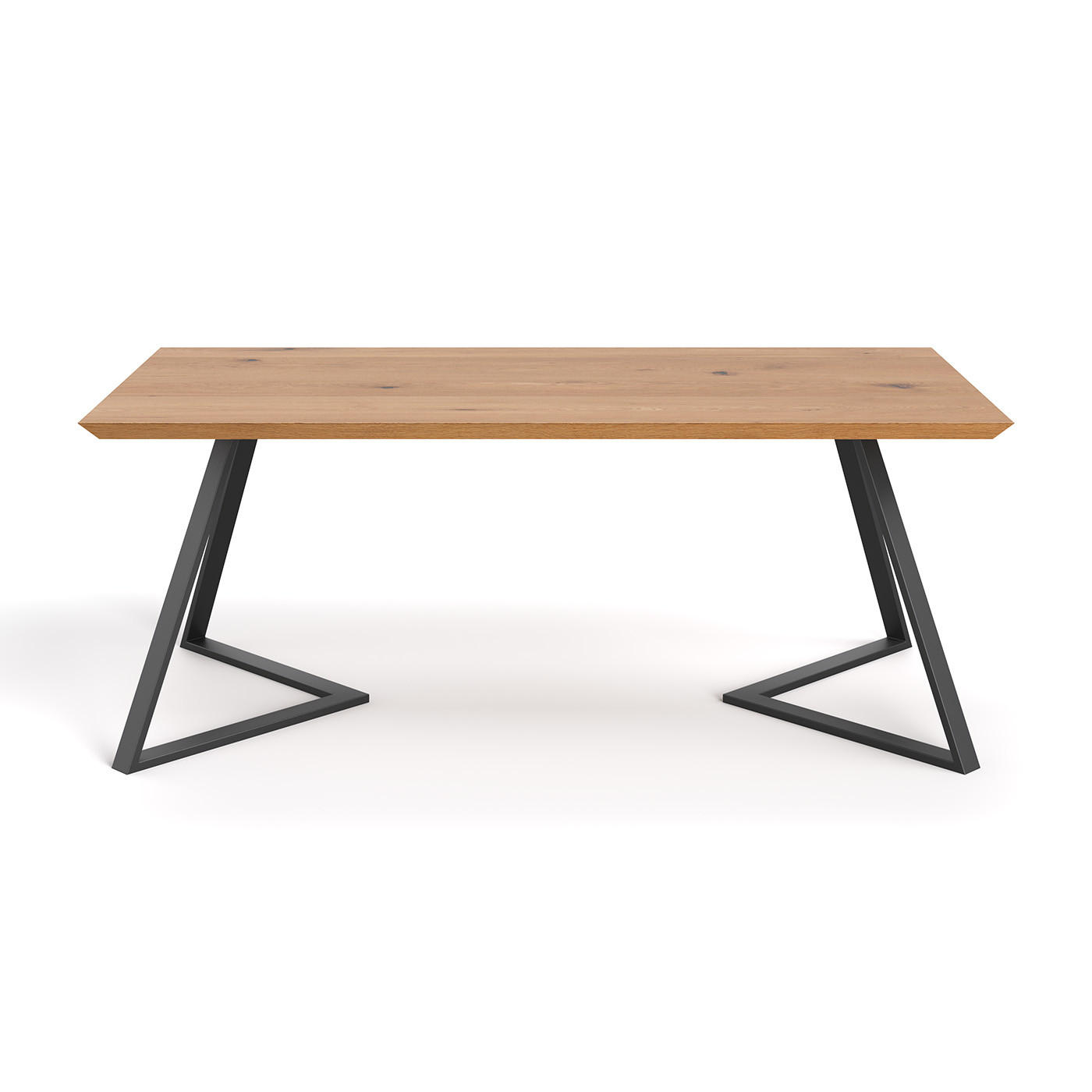 ESSTISCH Avil aus massivem Eichenholz 220x100 cm - Eichefarben/Schwarz, Holz/Metall (220/100/75cm) - Danzz