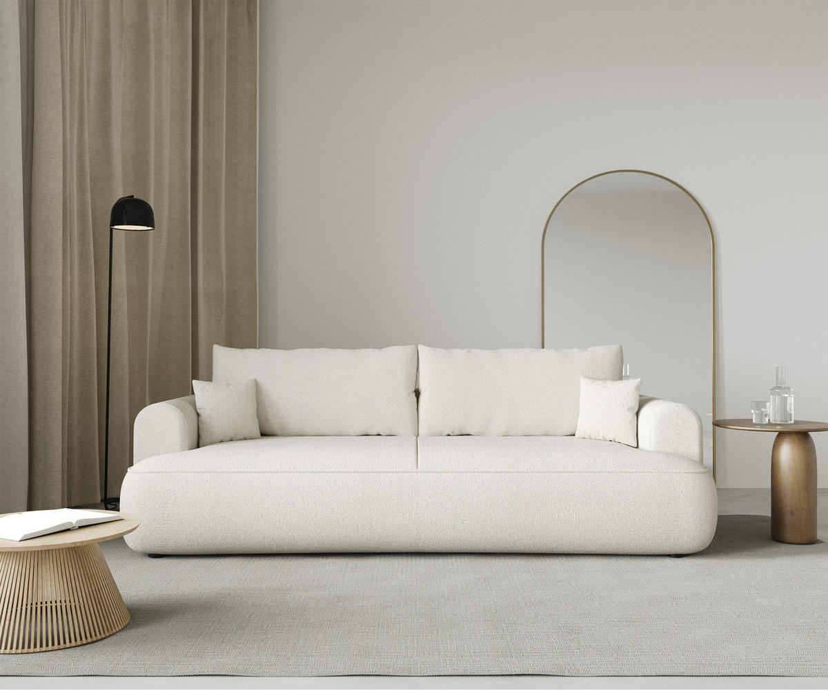 SCHLAFSOFA Ovo Creme 250 cm - Creme/Schwarz, Kunststoff/Textil (250/92/110cm) - Selsey