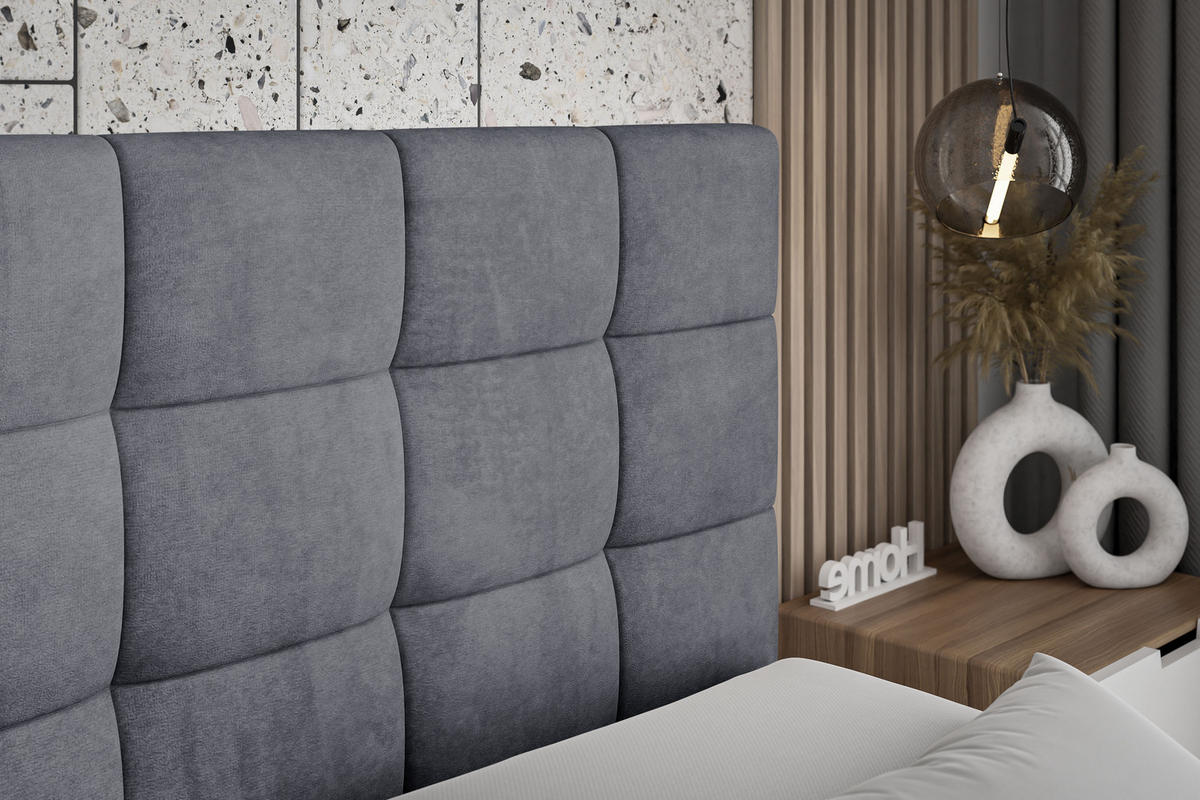 BOXSPRINGBETT BRUGO KING - 200 x 200 - H3/H4 - Dunkelgrau - Dunkelgrau, Holzwerkstoff (200/200cm) - ALTDECOR