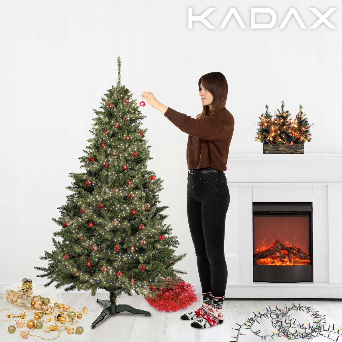 KADAX Künstlicher Weihnachtsbaum Fichte 180 cm Naturkaukasisch - Grün, Kunststoff (180cm) - KADAX