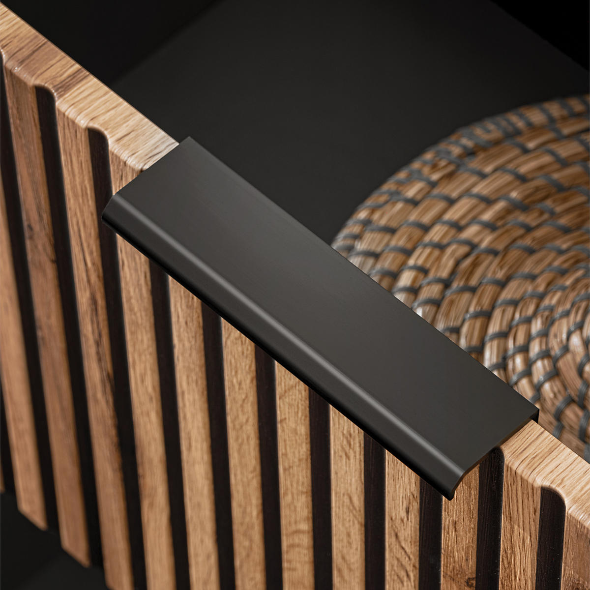 WASHTISCHKOMBI TILO SET5 Profilierte Fronten Schwarz Eiche - Eichefarben/Schwarz, Glas/Holzwerkstoff (60/60/46cm) - Komodee