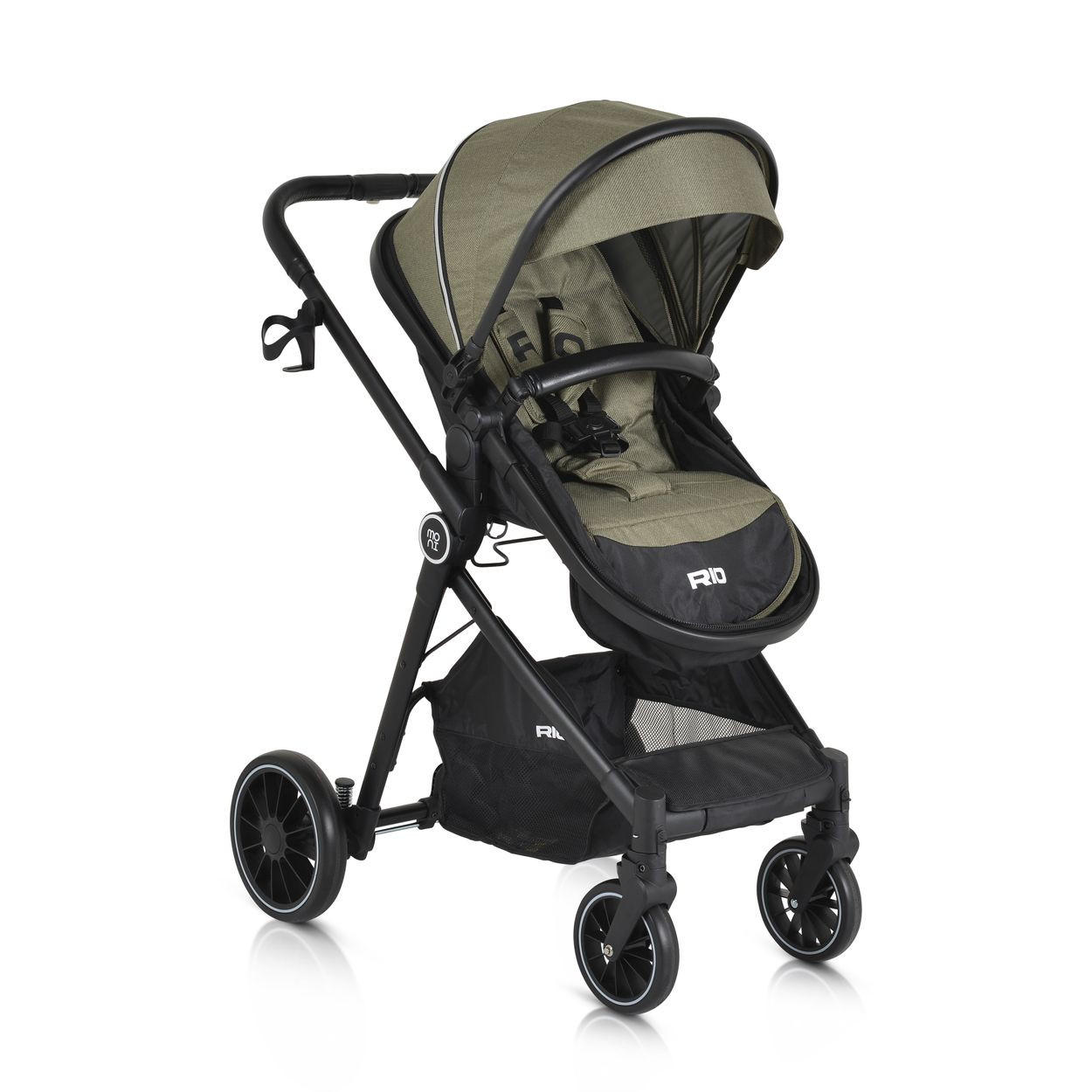 KINDERWAGEN 2 in 1 Rio grün umbaubar Fußabdeckung klappbar Korb Gurt - Grün, Metall (86/59/108cm) - Moni