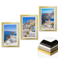 WANDBILDER 3er Set - 20x30 cm Goldrahmen - Landschaftsarchitektur Oia Santorini - Goldfarben, Kunststoff (20/30cm) - ArtPrintCave