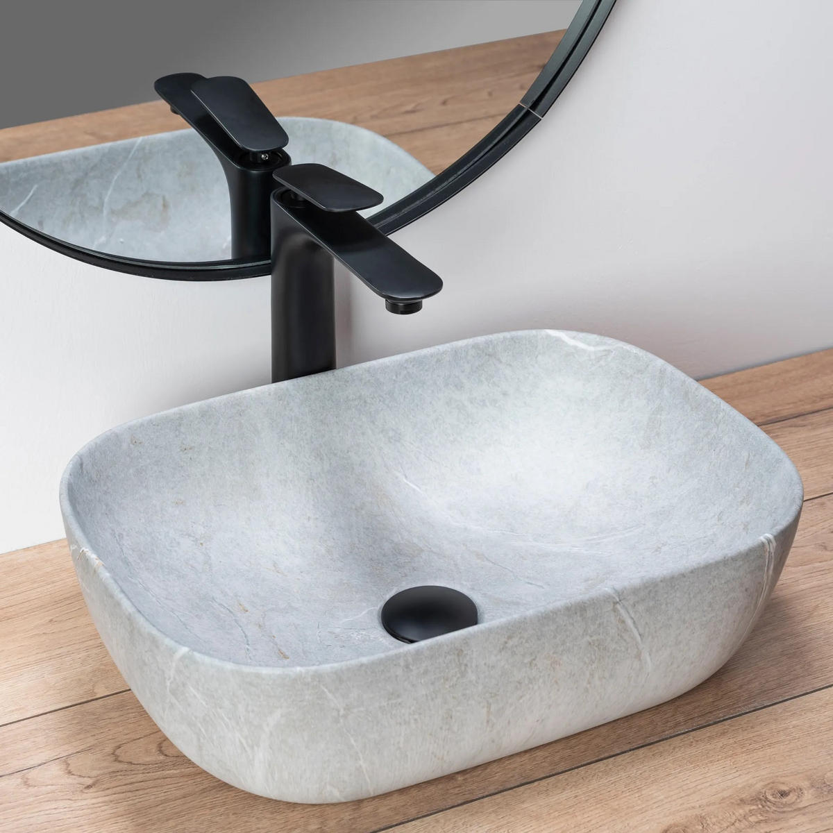 AUFSATZWASCHBECKEN Rea Livia Grey - Grau, Keramik (33.5/13.5/46.5cm) - REA