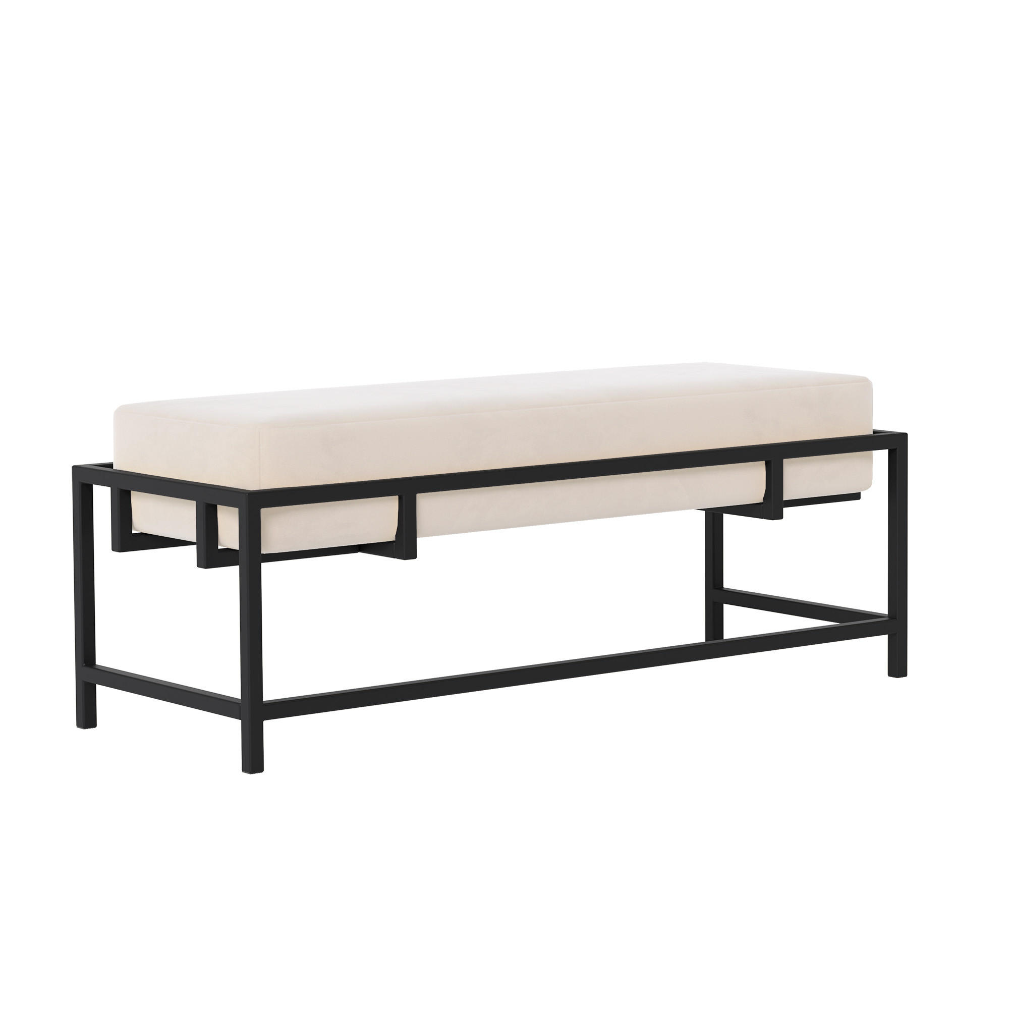 POLSTERBANK GLAM 100 cm Schwarz / Creme ,Metallgestell - Creme, Metall (100/45/35cm) - Idohome