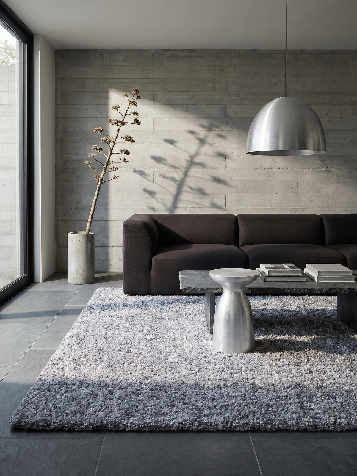 HOCHFLORTEPPICH Shaggy Uni Kuschelig Waschbar Wohnzimmer Strapazierfähig Hellgrau 140x200 cm – RHEIN - Grau, Textil (200/140cm) - KADIMA DESIGN