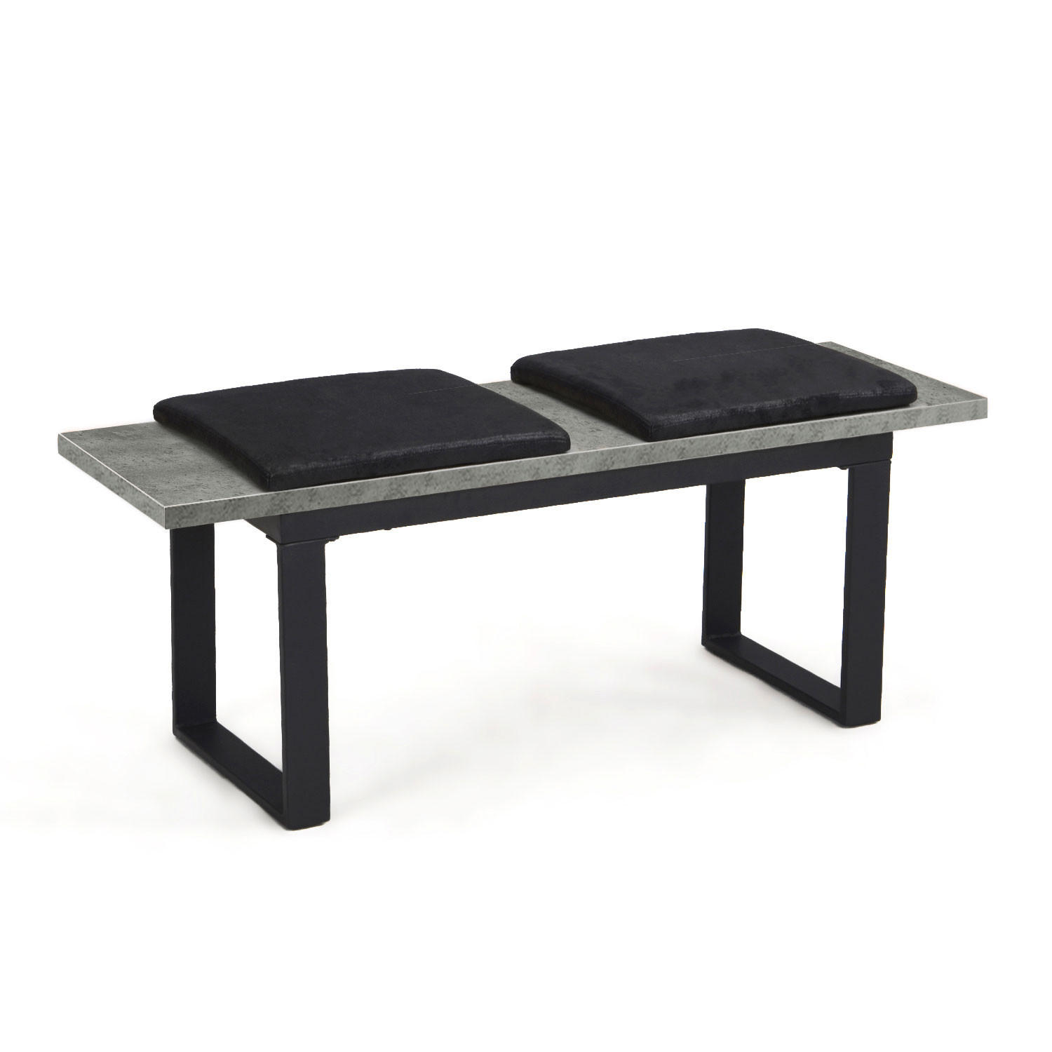 SITZBANK LEA Beton, 120/40/45 cm - Anthrazit/Schwarz, Holzwerkstoff/Metall (120/45/40cm) - B&D Home