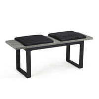 SITZBANK LEA Beton, 120/40/45 cm - Anthrazit/Schwarz, Holzwerkstoff/Metall (120/45/40cm) - B&D Home