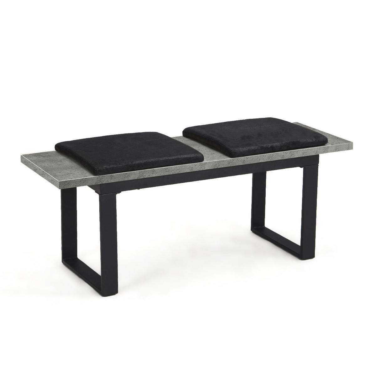 SITZBANK LEA Beton, 120/40/45 cm - Anthrazit/Schwarz, Holzwerkstoff/Metall (120/45/40cm) - B&D Home
