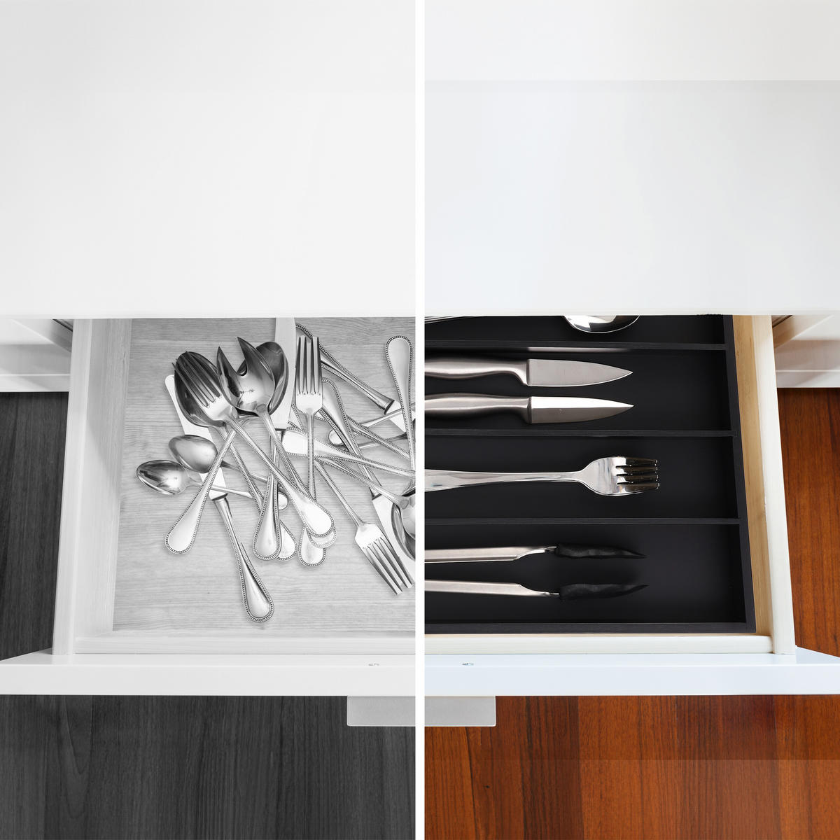 BESTECKKASTEN - Schwarz, Holz/Holzwerkstoff (46/5/28cm) - Relaxdays