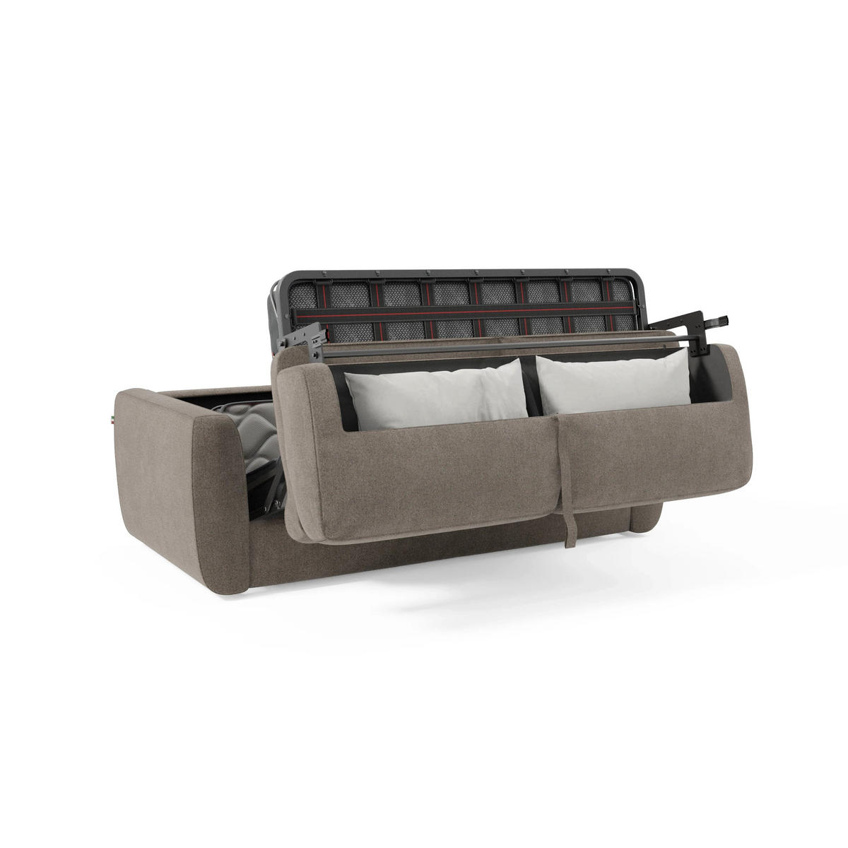 SCHLAFSOFA Leonida - Taupe, Metall (222/92/98cm) - Divani.store