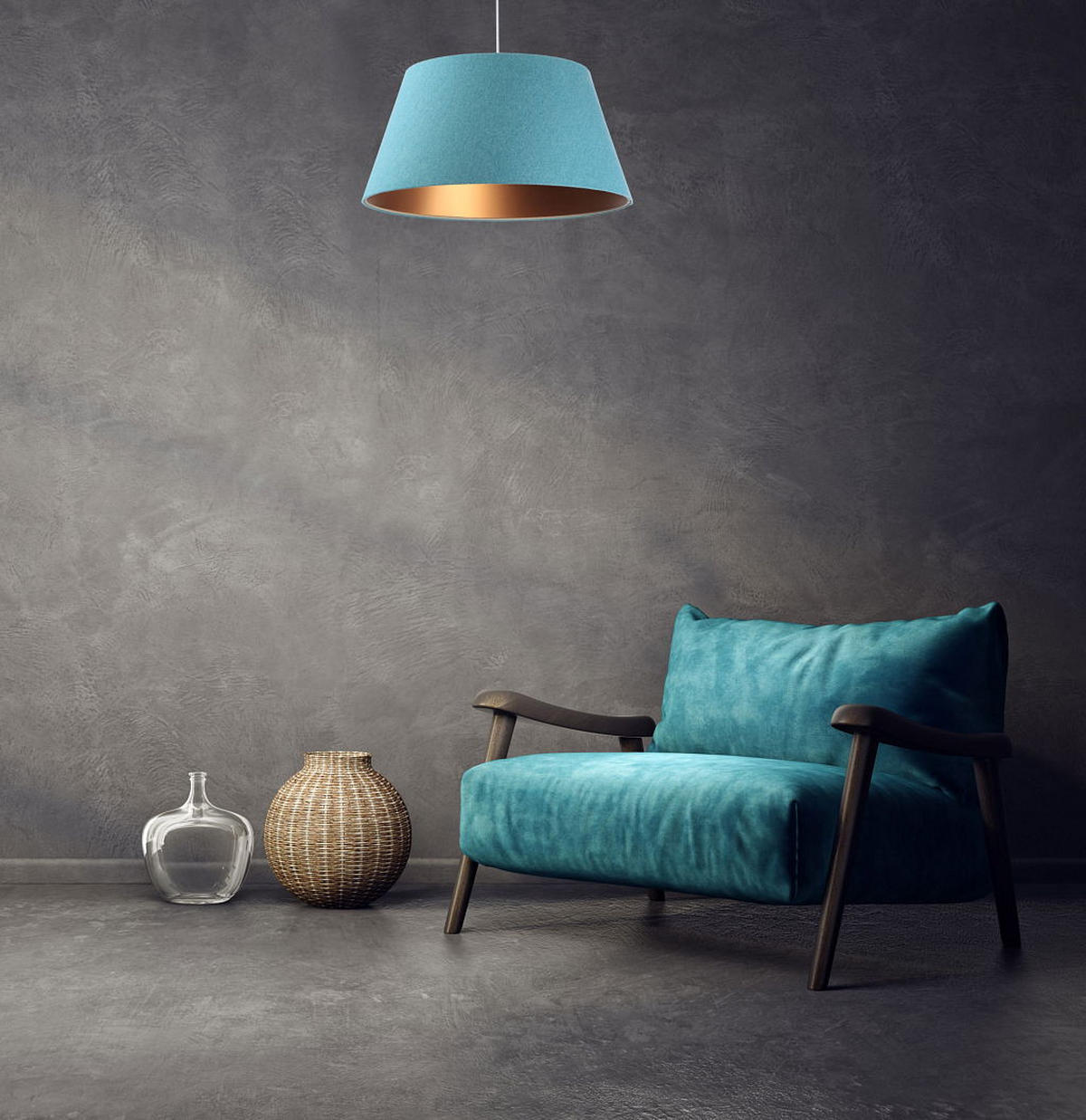 HÄNGELEUCHTE Blau 50/27 cm - Blau/Kupferfarben, Kunststoff (50/1.3/27cm) - ONZENO