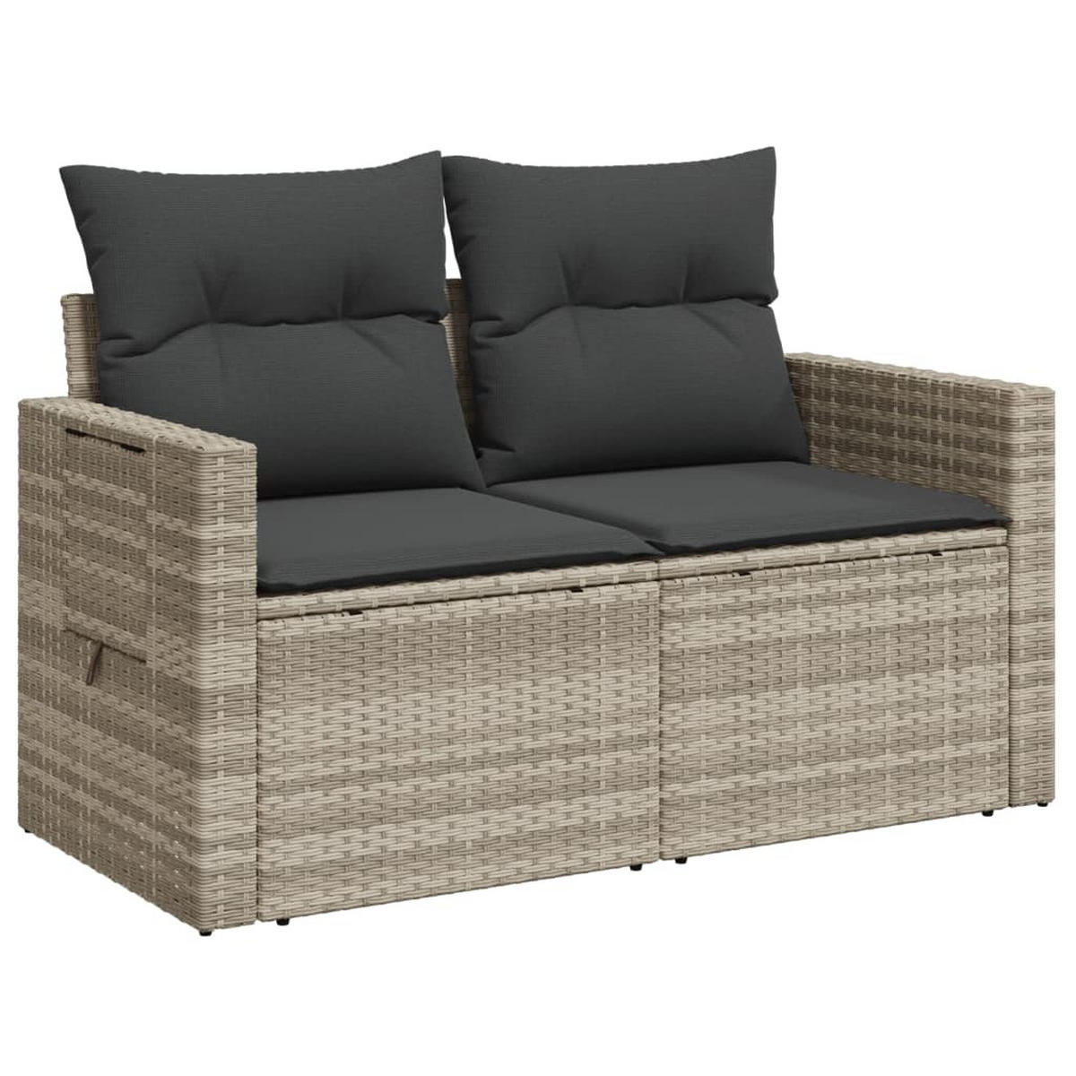 GARTENSOFA Mit Kissen 2-Sitzer Hellgrau Poly Rattan - Hellgrau, Kunststoff (124/69/62cm) - vidaXL