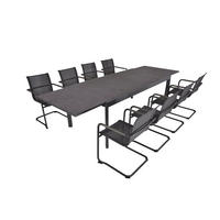 GARTEN-SITZGRUPPE Carla 9-teilig Gartenmöbel-Set - Grau, Kunststoff - DELUKE