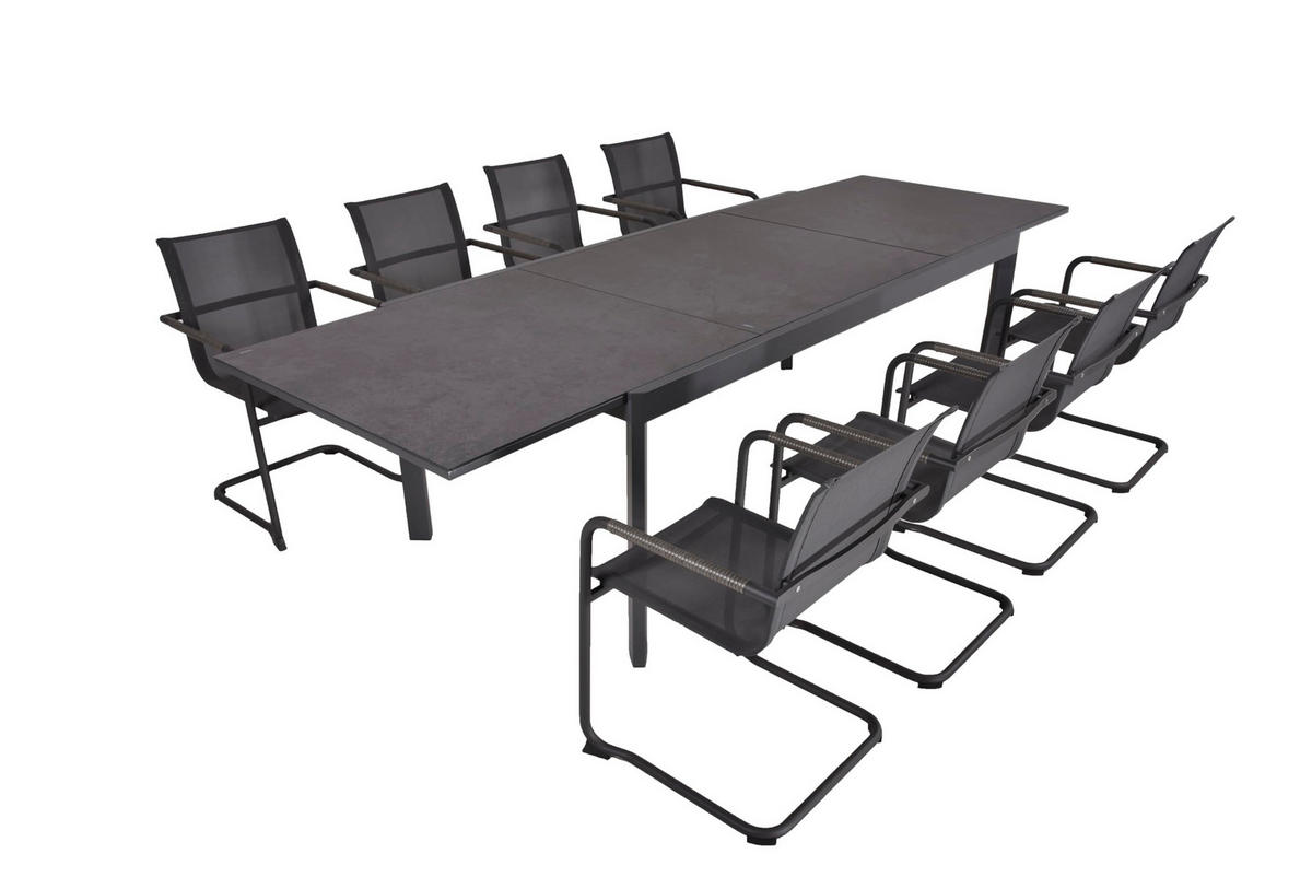 GARTEN-SITZGRUPPE Carla 9-teilig Gartenmöbel-Set - Grau, Kunststoff - DELUKE